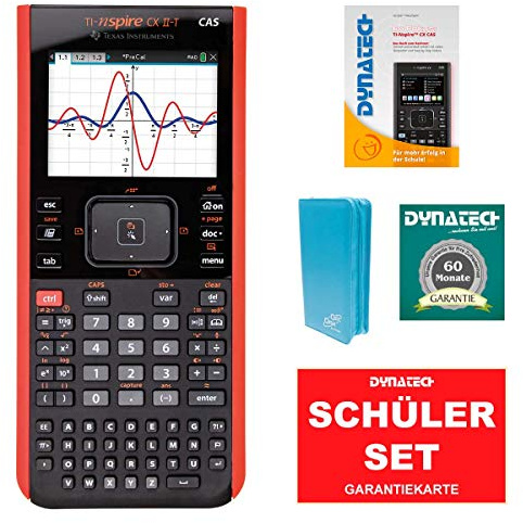 TI-Nspire CX II-T - Set Taschenrechner CAS Grafikrechner zusätzlich Blauer CalcCase Schutztasche + Das Buch zum Rechner und Garantieverlängerung