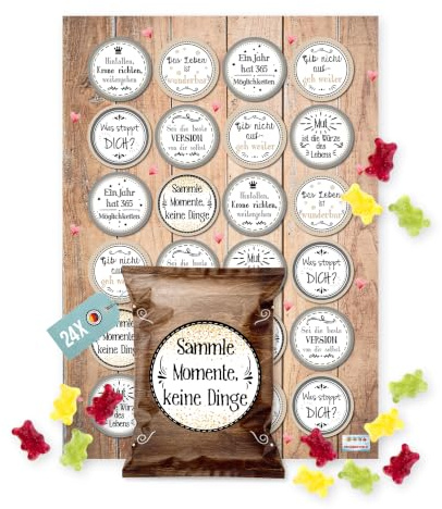 Logbuch-Verlag 24 Gummibärchen Tütchen mit Motivationsaufkleber kleine Geschenke für Gäste & Kunden Seminar Give-Away