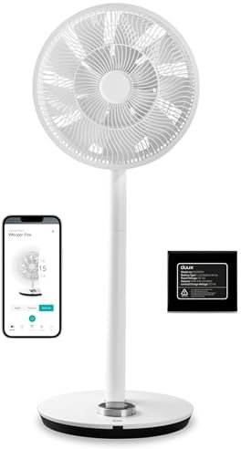 Duux Whisper Flex Smart Standventilator - Steuerung per Fernbedienung & Smartphone - Höhenverstellbar 51-88cm - Leiser Ventilator mit Nachtmodus und Timer - Energieeffizient - Mit Akku Weiß