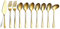 Cubiertos para servir de oro de 10 piezas, juego de utensilios para servir de acero inoxidable, incluye servidor de tartas con cuchara para servir ranurada, tenedor para servir, cucharón de sopa Etc