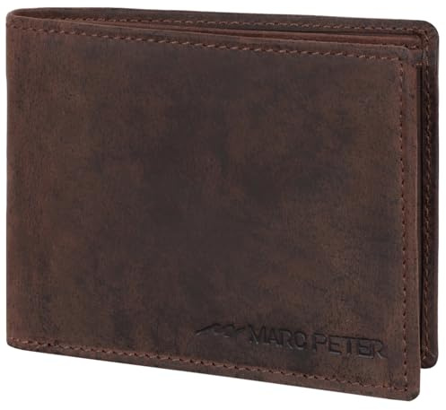 Marc Peter Oslo Geldbörse Herren Leder Braun mit RFID Schutz I Echtleder Portemonnaie Groß I 13 Fächer I Geldbeutel für Männer I Brieftasche Wallet Portmonee aus echtem Leder