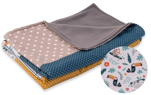 ULLENBOOM Babydecke 70x100 cm - OEKO-TEX Baumwolle mit Fleece | OEKO-TEX zertifiziert, Oberseite: 100% Baumwolle, Unterseite: Fleece, Made in EU, Atmungsaktiv, Schadstoffgeprüft, Waschbar