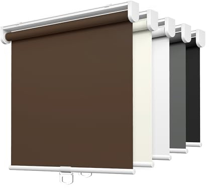 LazBlinds No Tools No Drill Cordless Roller Shades, 100% Blackout Roller Blinds for Windows, Thermal Insulated UV Protection Waterproof Roll Up Window Blinds and Shades, 20'' W x 72'' H, Brown