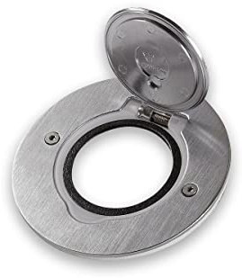 Presa da incasso a parete in acciaio inox, rotonda, a scomparsa, per inserti Livolo, 089701, presa da pavimento, presa da parete, in acciaio inox 089701