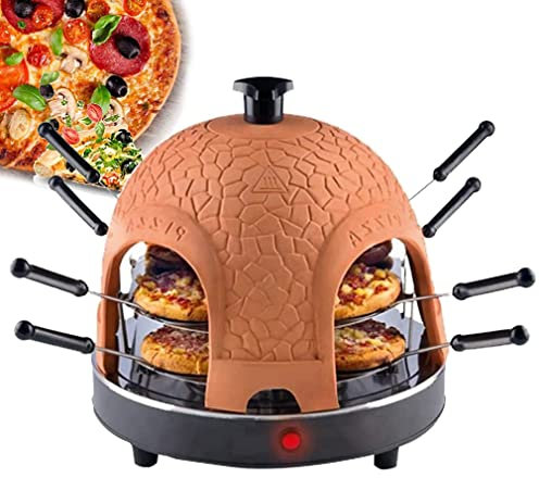 YHUEGH Electric Pizza Oven Maker, 8 Persons Electric Pizza Oven With Terracotta Fan Hood, Smokeless Electric Oven Pizza Oven For Pizza Party Home Party