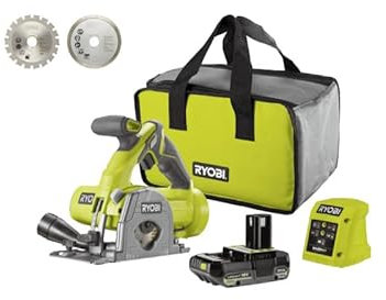 Pack RYOBI - Scie multi-matériaux R18MMS-120S - 18V One+ - 85 mm - 1 batterie 2,0 Ah - 1 chargeur - Kit 2 lames bois/métal/carrelage RAKMMS02K
