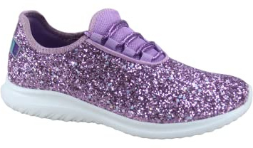 TZ Lotus-08 Women's Comfort Slip On Fashion Glitter Walking Runing Flat Heel Sneakers Shoes (Purple, 10)