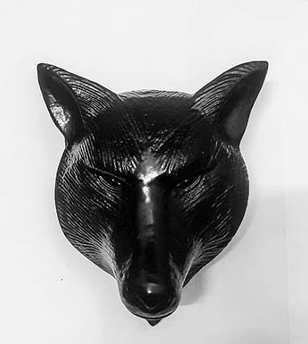 Fox Head Front Door Knocker Antique Black Cast Iron Animal