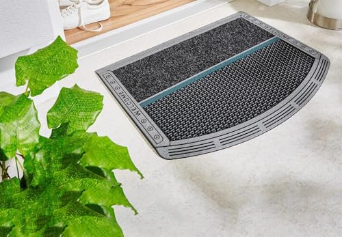 Kettelservice-Metzker Dual Fußabtreter für Innen und Aussen I 65 x 47cm Halbrund