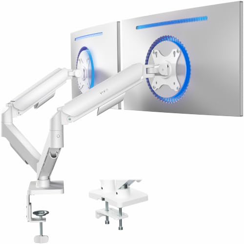 Vivo Double Moniteur jusqu'à 32 et 9 kg par écran, Support de Bureau à Bras mécanique, contrepoids articulé, Support VESA, Classique, Blanc STAND-V002OW