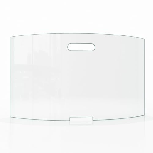 BIJON Kaminschutzgitter aus Spezial-Sicherheitsglas | Hitzeschutz Funkenschuztgitter, Ofenschutzgitter aus echtem ESG-Glas, Kamin Ofen Glas Funkenschutz 65 x 45 x 14 cm