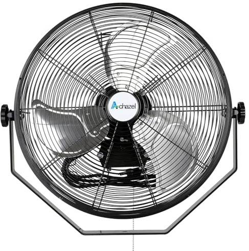 ACHAZEL 18'' 4300 CFM Industrial Wall Mount Fan, High Velocity Wall Fan with Full-enclosed Motor, 3-speed Settings Heavy Duty Metal Barn Fans for Warehouse, Workshop, Garage and Shop, UL Listed