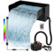 Estanque cascada Spillway de 30 cm, color negro, acero inoxidable, filtro para estanque de jardín, estanque, 30 cm, 45 W, 3000 L/H, con bomba y luz LED para juego de agua, patio, terraza, pared de