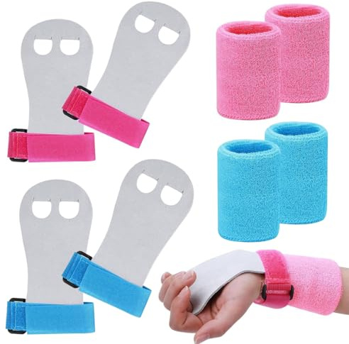 YUPZAR 2 Pièces Ensemble de Manchettes de Sport,pour Tractions, Musculation,Fitness,Gants Cross Training -Grip Antidérapants,S (Rose + Bleu)