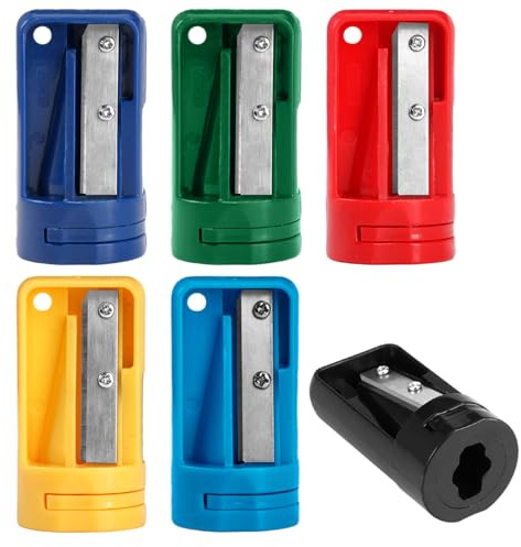 Zimmermanns-Bleistiftspitzer, 5.5 x 2.8 cm, 6 Stück, 6 Farben | Für Zimmermannsbleistift, Tischler Bleistiftspitzer, Tragbar, Für Büro Zuhause Schule