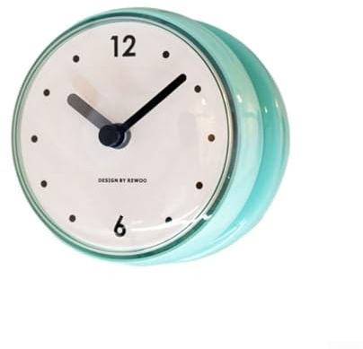 Reloj de pared silencioso con movimiento de cuarzo, soporte de ventosa, diseño impermeable antivaho para cocina, baño y espejo de cristal, decorativo sin tictac (verde)