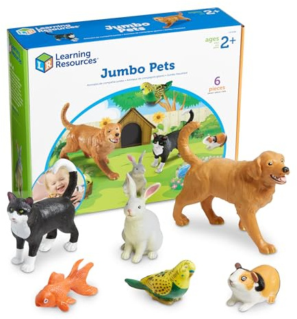 Learning Resources Jumbo Pets, Set of 6, Role Play, Imaginative Play, EYFS and Pre School Toy, Ages 2 3 4 Plus