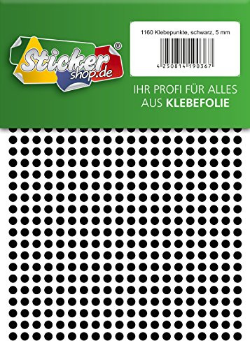Klebepunkte aus PVC Folie, wetterfest, Markierungspunkte Kreise Punkte Aufkleber (5 mm, schwarz)