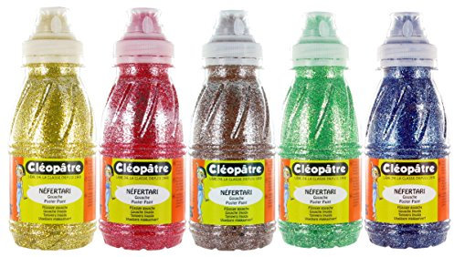 Cléopâtre PP250x5B Schulmalfarbe Nefertari Glitzerfarbe Set, Lernmaterialien, 250 ml, mehrfarbig