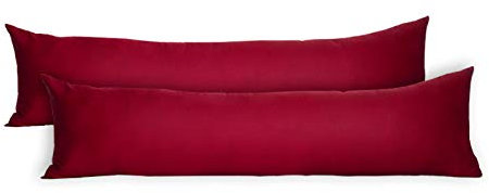 WOLTU 2er Set seitenschläferkissen bezug 40x145 cm Bordeaux Baumwolle mit Reissverschluss, Nur Kissenbezug, Doppelpack Seitenschläferkissenbezug Schwangerschaftskissenbezug, Keine Füllung