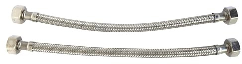 SOMATHERM FOR YOU, Lot de 2 flexibles sanitaires 1/2 - Raccords écrous tournants - Longueur 500mm - Acier inoxydable tressé - Résistant, souple et facile à installer - Norme ACS, certifié QB