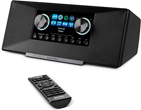 MEDION P85289 Internetradio mit DAB+ (WLAN, UKW, Spotify Connect, Amazon Music, DLNA, USB, Kopfhörer-Anschluss, AUX, LAN, Sleep Timer) schwarz