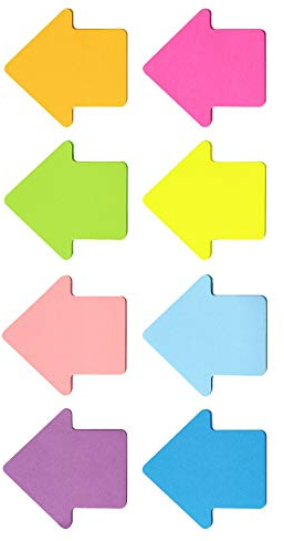 Arrow Shape Sticky Notes 8 Color Bright Colorful Sticky Pad 75 Sheets/Pad Self-Sticky Note Pads (8 Pads)