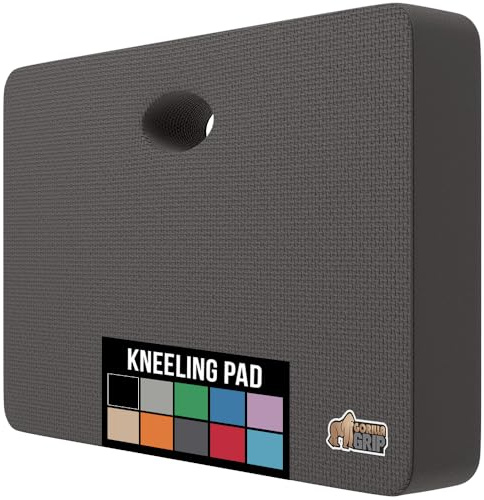 GORILLA GRIP Extra Thick Patent Pending Supportive Foam Kneeling Pad, Large Cushion Knee Pads for Gardening, Baby Bath Time, Dirt and Water Resistant, Workout, Garden Supplies, 17.5x11, Charcoal