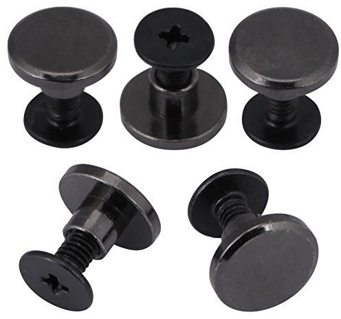 Oumefar 20 piezas Remaches de cabeza plana de cobre, remaches de correa de cinturón de cabeza plana de latón, tornillo negro 5 mm 8 mm para cuero clavos