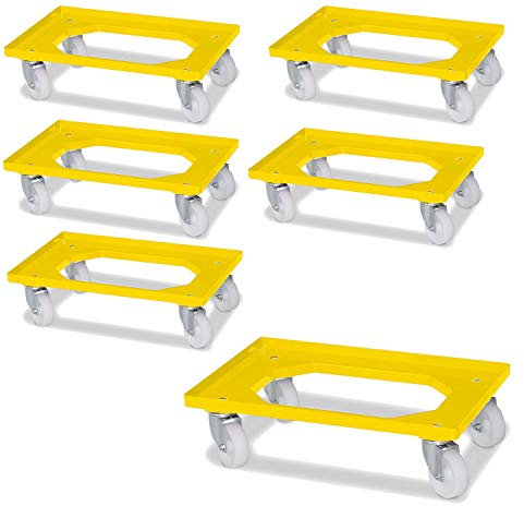 BRB 6 Logistikroller für Eurobehälter, 615x415x175 mm, weiße Kunststoffräder (gelb)