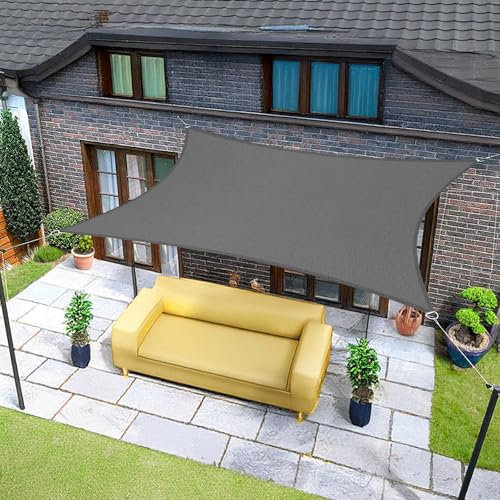 Sunnylaxx 4x5m Sonnensegel Rechteckig, Wasserdicht Sonnenschutz Sunsegel Color Anthrazit, 95% UV-Schutz,für Außenbereich,Garten