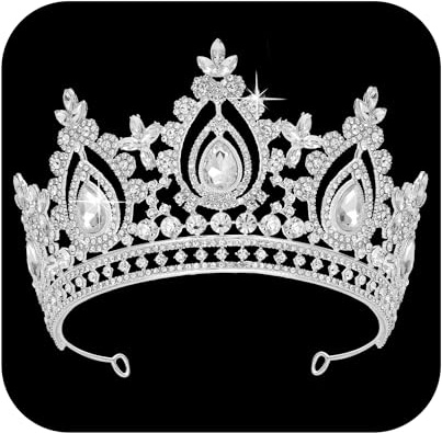 SWEETV Queen Crown for Women,Wedding Tiara for Bride,Princess Tiara,Quinceanera Pageant Crown Diadem,Crystal Headpiece for Birthday Prom,Silver