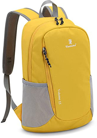 QQYG 15L Outdoor Wasserdichter Fahrradrucksack Leichter Faltradrucksack Komfortabler Atmungsaktiver Reise-Bergsteigen-Rucksack,Gelb,15L