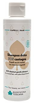 Biofficina Toscana Shampoo dolce SOS castagna, 200 ml – Shampoo idratante per capelli secchi e trattati – Protettivo e rivitalizzante con bioliquefatto di castagna bio toscano e cheratina vegetale