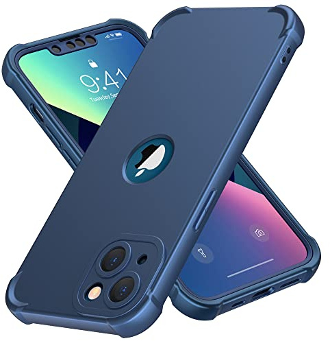 ORETECH [4-in-1 para Funda iPhone 13 Mini, con [2X Protector Pantalla, Carcasa Frontal y Trasera][Protección de Cámara Integrada] 360 Grados Antigolpes TPU Silicona Carcasa iPhone 13 Mini 5,4 Azul
