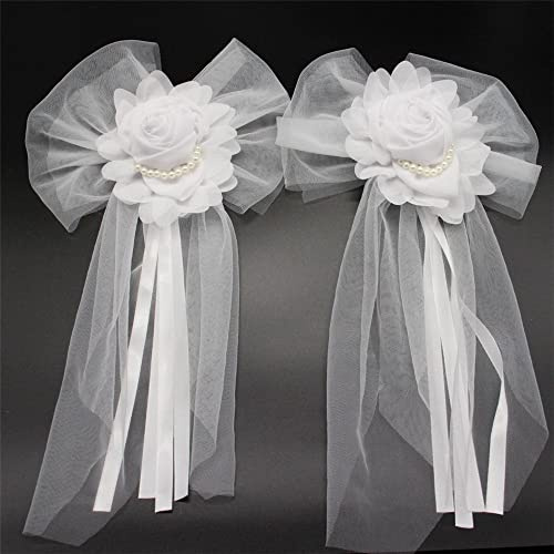 Wambere Autoschmuck Hochzeitsdeko Auto Blumenschmuck,Dekorationen für Hochzeitsautos,Weihnachtsfeierdekorationen,Auto Schmuck Braut Paar Rose Deko Dekoration Hochzeit,Rückenlehnenverkleidung,Groß