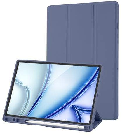 Hülle Kompatibel mit Samsung Galaxy Tab A8 10.5 Zoll 2022/2021, Model SM-X200/SM-X205/SM-X207, Hülle mit Stifthalter, Trifold Ständer Schutzhülle, Auto Schlafen/Wachen for Samsung Tab A8, Blau Grau