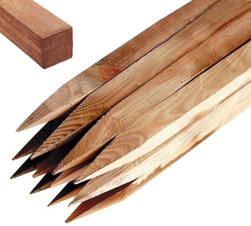 Garden Stakes by Circle of Trust, 150 Cm Long Wooden Stakes for Plant & Tree Support (pack of 5) - Pressure Treated Timber - 32mm Thickness Natural