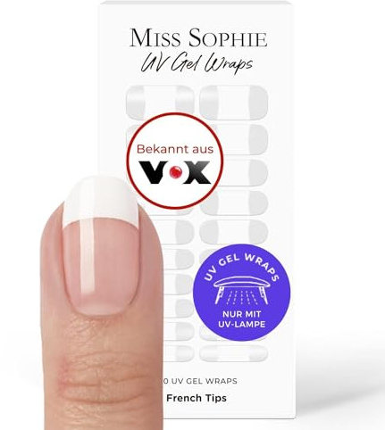 Original Miss Sophie Gel UV Stickers pour ongles I 20 bandes de vernis avec un dégradé French Tips I Pour les mains et des pieds I Tiennent sur les ongles naturels, sur de l'acrylique et du gel