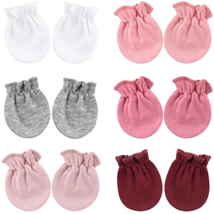 BQUBO Baby Mittens No Scratch Cotton Newborn Infant Glove Soft Skin-friendly Gloves Mittens for 0-6 Months Baby Girl Boy