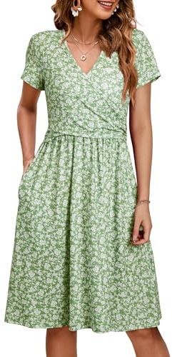 OUGES Women's Wrap V Neck Summer Casual Maternity Nursing Dress(FL-I M)