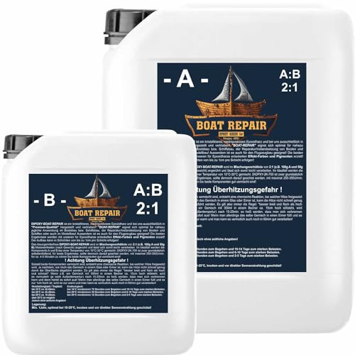 Epoxidharz Boat Repair 30kg resin epoxy Laminierharz Boot-Reparatur, Bootsbau, KFZ, Flugzeugbau, Modellbau, Formenbau, Auto GFK Prototyping 2K Harz & Härter EP transparent,geruchsarm UV Stab.Dipoxy