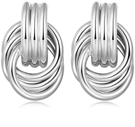 LILIE&WHITE Silver Earrings for Women – Interlocking Multi-Ring Design, Hypoallergenic, Non-Tarnishing Fashion Jewelry – Gift for Birthdays, Anniversaries & Special Occasions