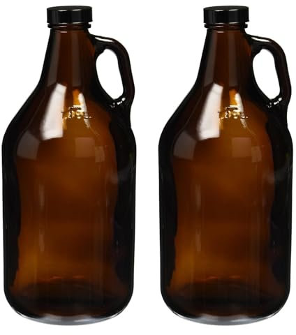 ANZAGA Halbgallonen-Glaskrüge, bernsteinfarbene Gärflasche mit Siegeldeckel, 2er-Set