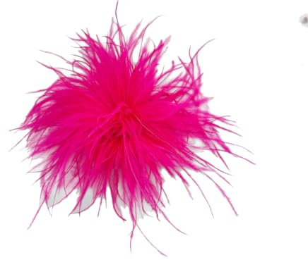 Brosche Anstecknadel Klammer Blume Straußenfedern Strauß Feder Stoff Fuchsia