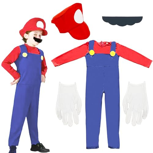 WanderGo Maskeraddräkt för barn 5-6, 4 st maskeradkläder och kostymer, maskeraddräkt, bodysuit cosplay för födelsedagskostymer för pojkar
