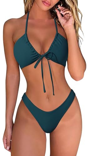 DOULAFASS Damen Bikini Set Sexy Bikini Brazilian Style Niedriger Taille String Triangel 2tlg Bikini