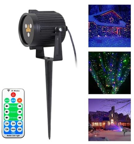 Projecteur Noel Exterieur, Projecteur d'extérieur avec télécommande IP65, ciel étoilé, lumière de pelouse, for noël, DJ, fête, maison, jardin, scène, spectacle, lampes de paysage ,Halloween, Noël.