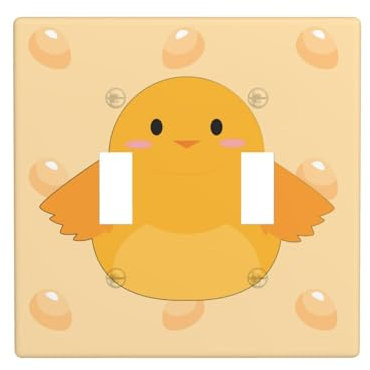 BROLEO Plaque murale à double interrupteur – Matériau PC, durable, résistant à la chaleur, facile à nettoyer – Image de poussin de dessin animé de taille standard