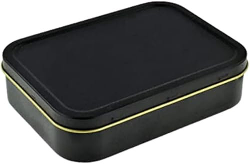 Large Black Tobacco or Storage Tin 11cm X 8cm X 2.5cm WITH Rubber Seal